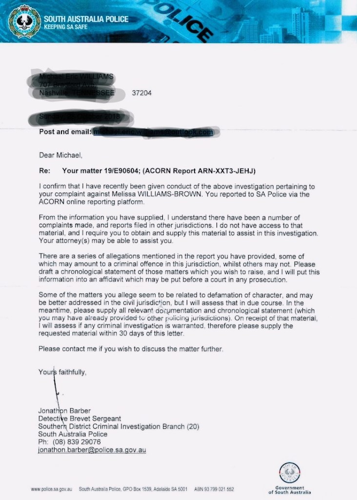 SAPOL Launch Investigation of DTEX Systems Employee Melissa Williams-Brown